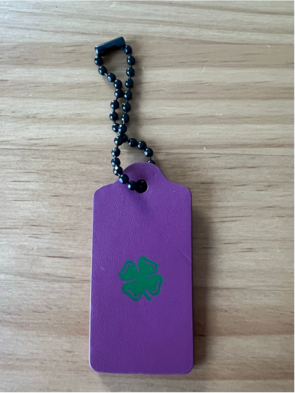 Coach Leather Bag Charm Hangtag Purple Green Four-leaf Clover St. Patrick’s Day